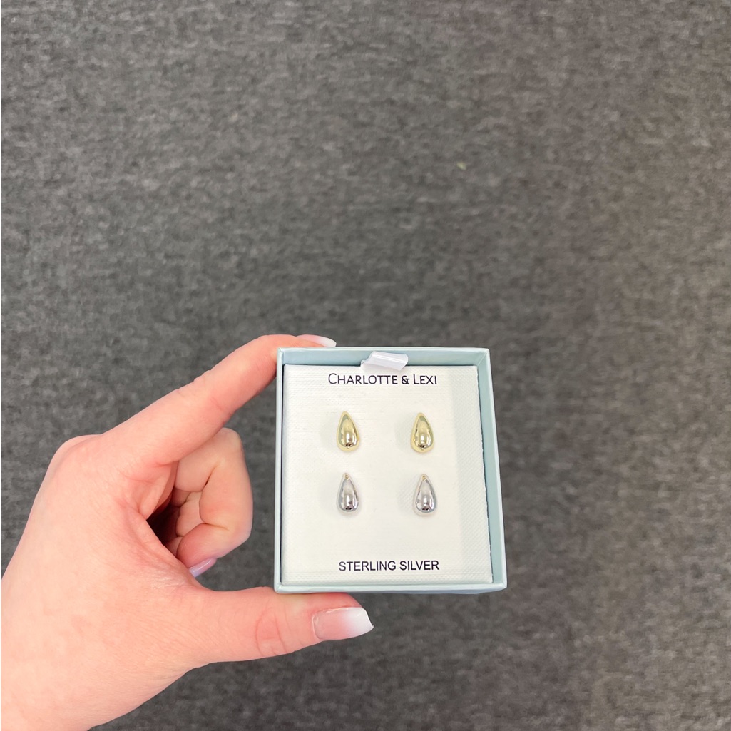 Dainty Gold And Silver Teardrop Earrings